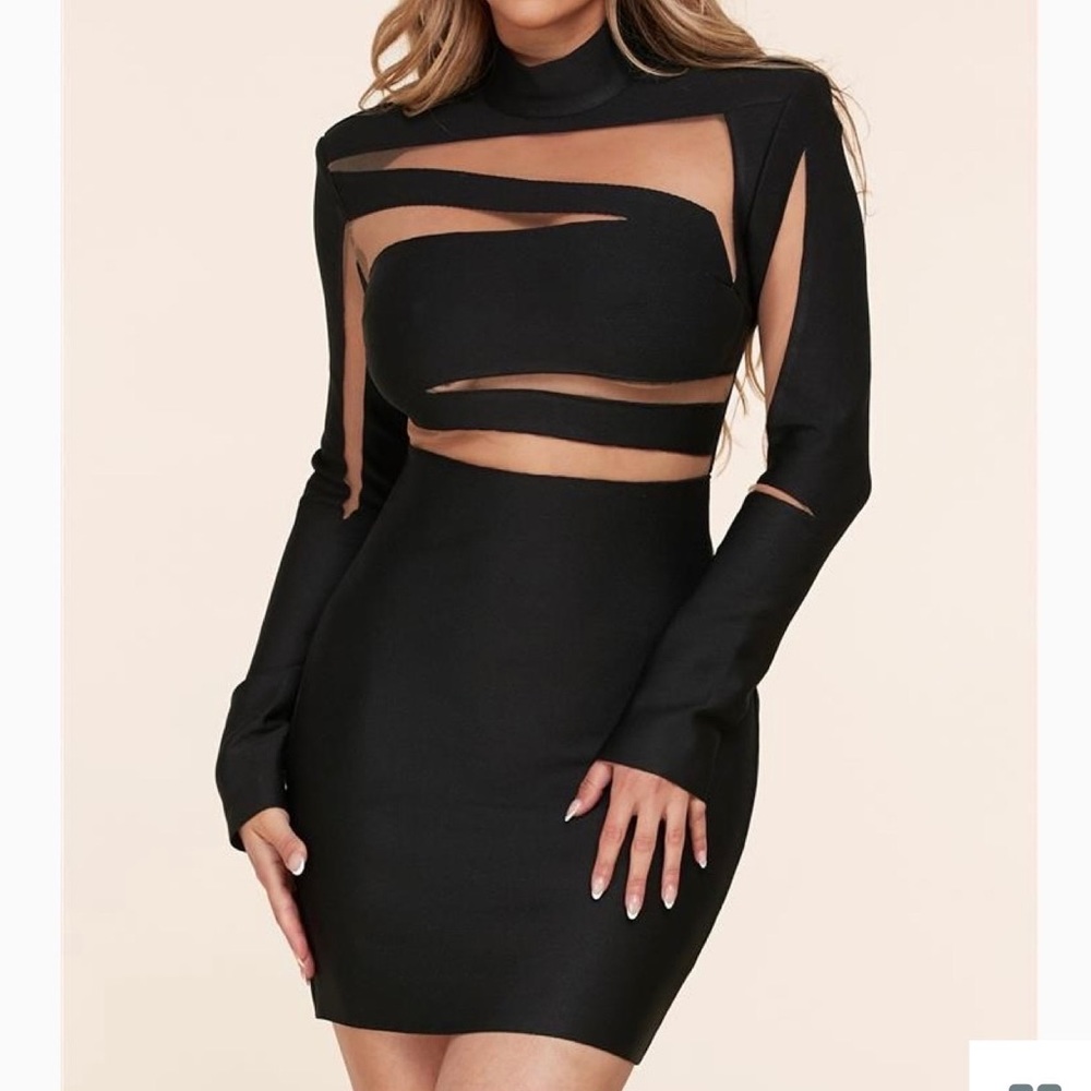 Black Dress with Mesh Cut Outs